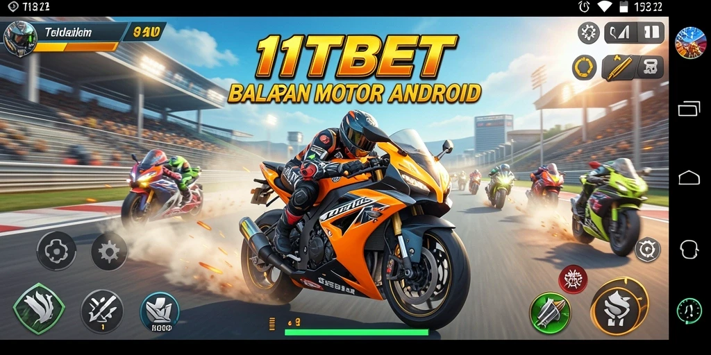 Screenshot utama 11TBET menampilkan aksi balapan motor yang mendebarkan.