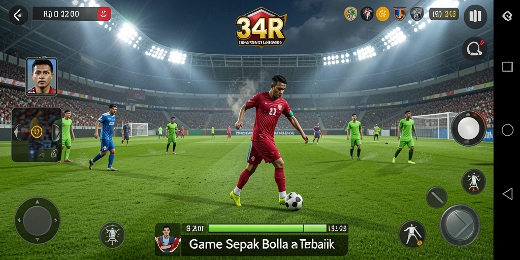 Tampilan gameplay menarik dalam 34R dengan aksi sepak bola yang mendebarkan.