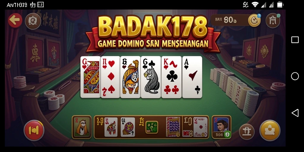 Tampilan gameplay menarik dalam BADAK178 saat bermain domino.