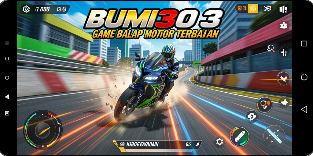 Gameplay BUMI303 menampilkan balapan motor yang seru dan menegangkan.