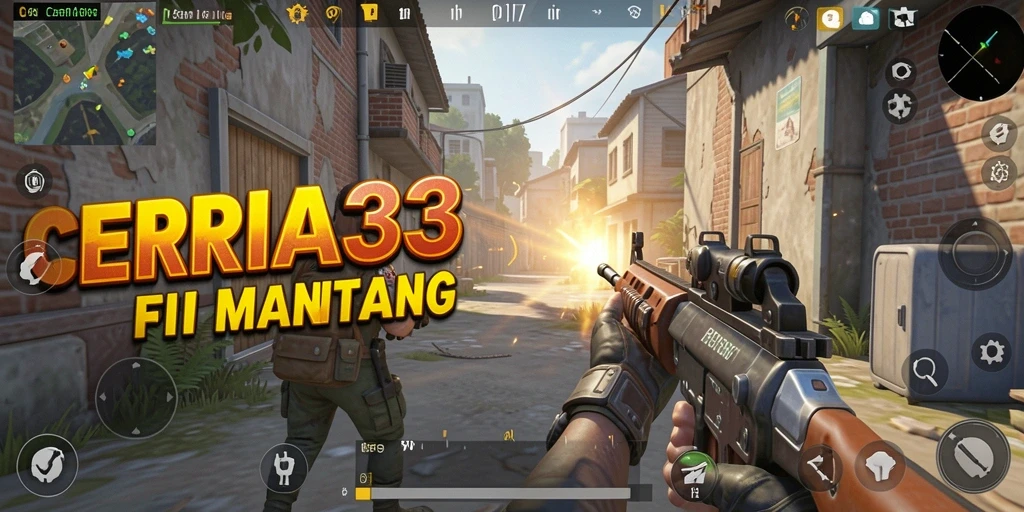 Tampilan gameplay CERIA33 yang menegangkan dalam pertempuran FPS.