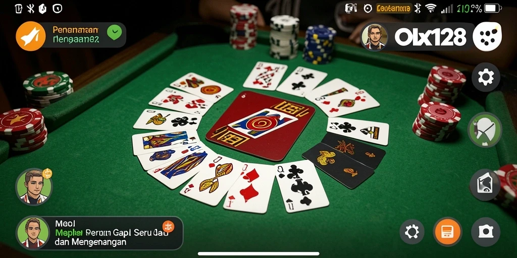 Tampilan gameplay OLX128 yang menarik dan interaktif saat bermain Gaple.
