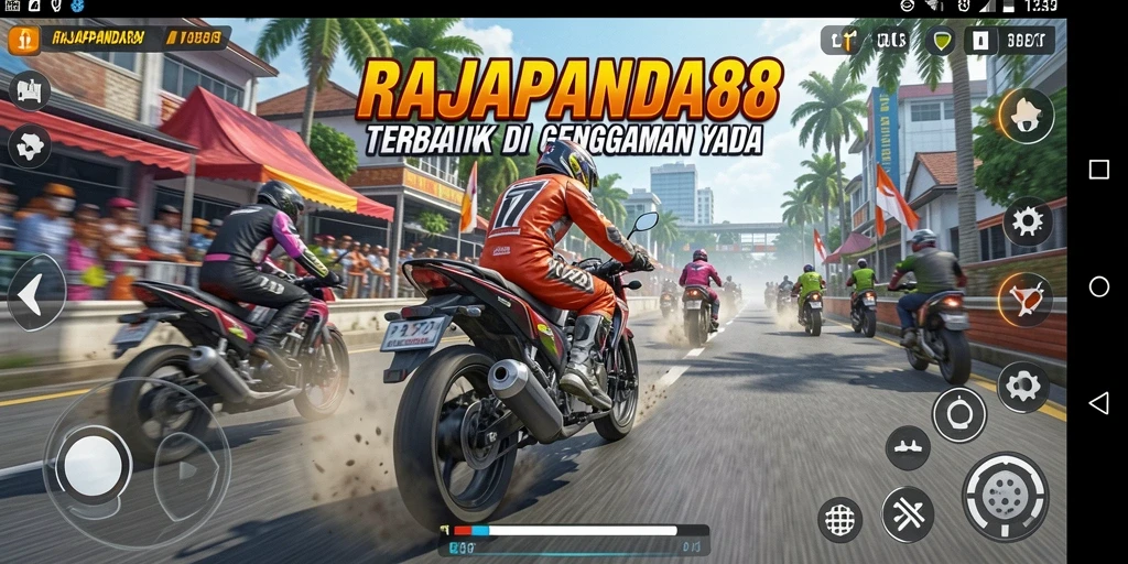 Tampilan gameplay mendebarkan di RAJAPANDA88 dengan motor kustom.