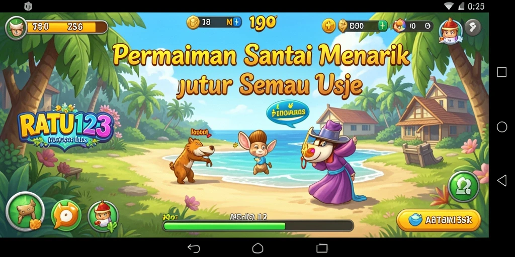 Screenshot utama RATU123 menampilkan gameplay yang menyenangkan dan penuh warna.