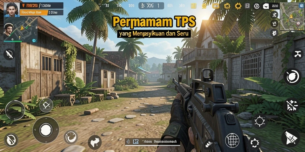 Screenshot gameplay seru dari REZIXO menunjukkan aksi TPS yang mendebarkan.