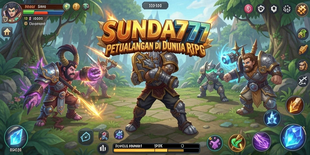 Tampilan gameplay SUNDA777 yang menampilkan pertarungan seru di dunia RPG.
