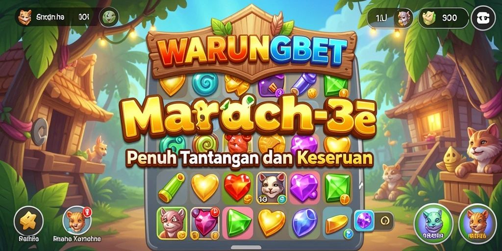 Tampilan gameplay seru dalam permainan Match-3 WARUNGBET.